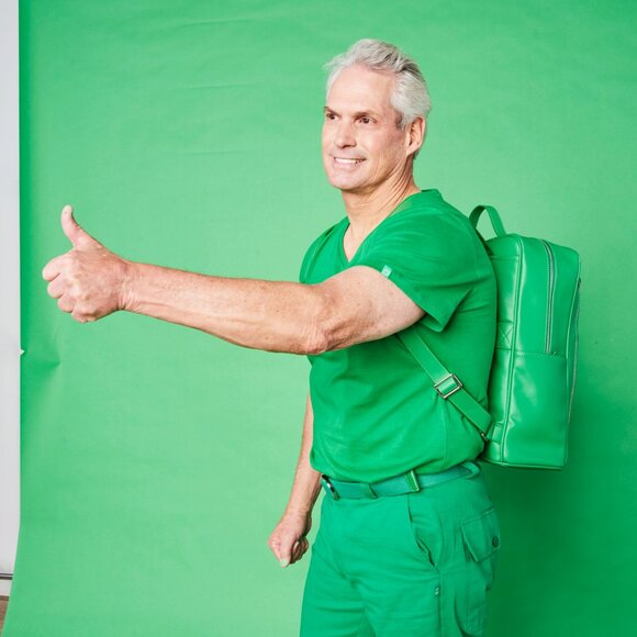 GREEN BACKPACK MONOCHROME VEGAN LEATHER - Picture 12 of 16